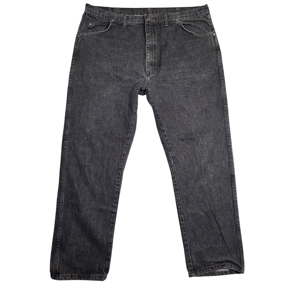 Vtg Wrangler‎ Jeans Mens 42x30 Black Denim 90s Country Western Retro Distressed